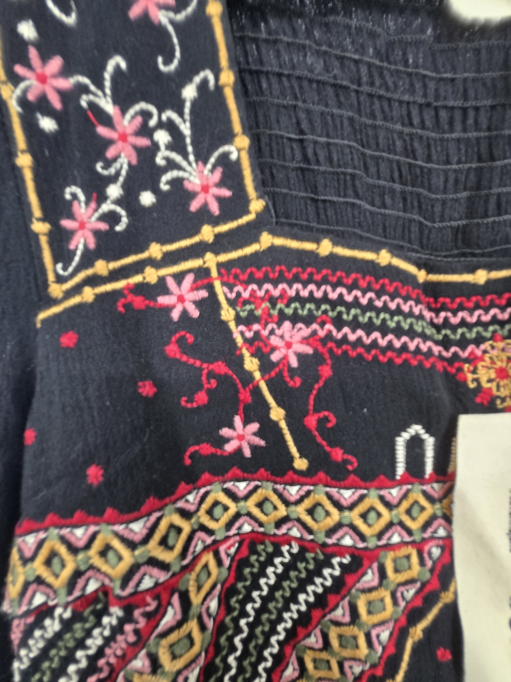 Savanna Jane Black Mini Dress with Multicolor Embroidered Yoke Small NWT (6969) - Picture 2 of 6